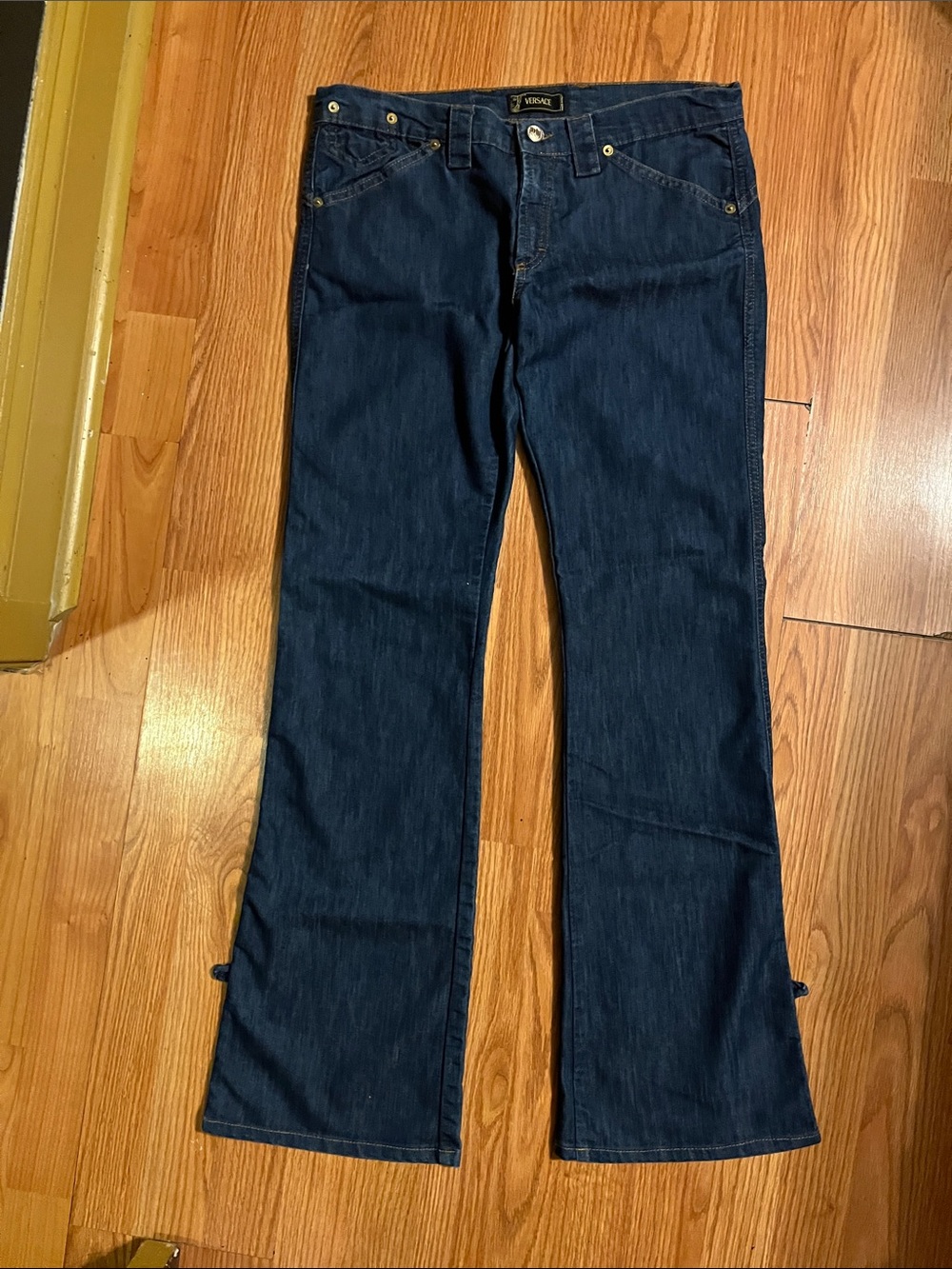 Versace Navy Blue Wide-Leg Jeans